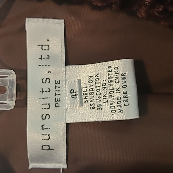 Pursuits, Ltd Jacket/Blazer Dark brown Fully lined Size 4P - Picture 3 of 9